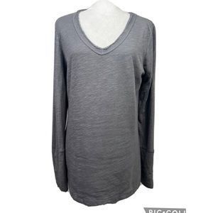 Americanable Women's  Large Gray Soft Lined Distressed V-Neck Sweater